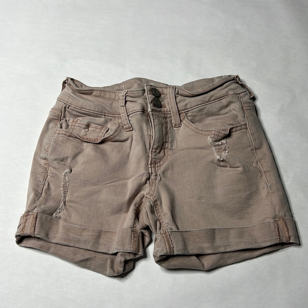 Muted pink jean shorts